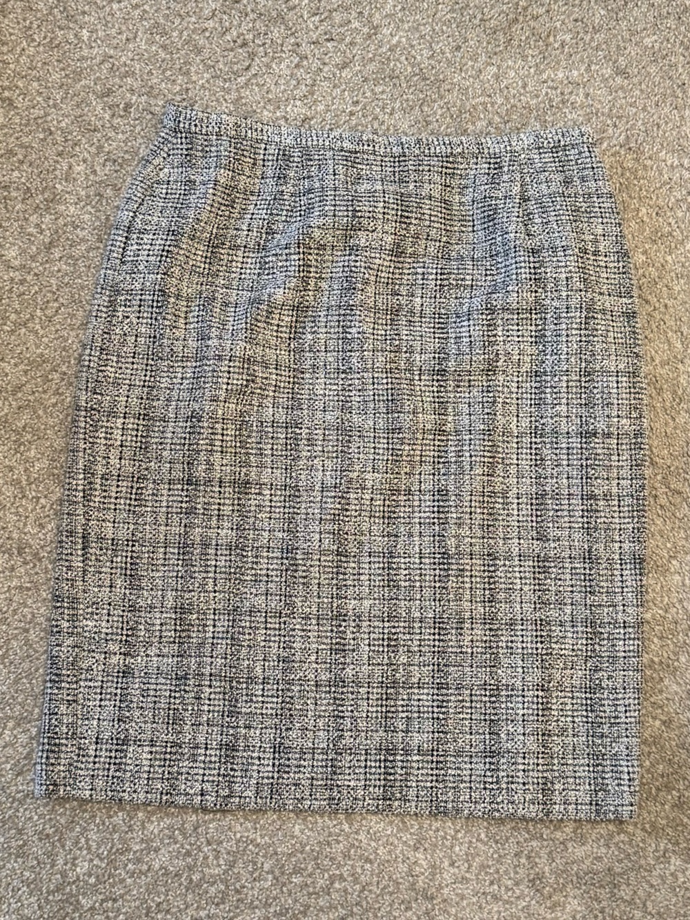 Textured Black & White Tweed Pencil Skirt
